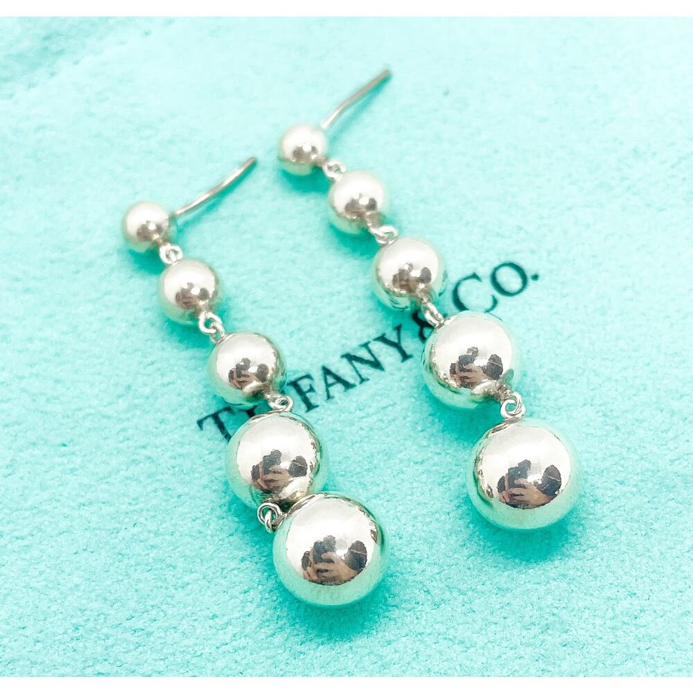 Tiffany & Co. HardWear Graduated Ball Bead Drop Earrings Sterling Silver